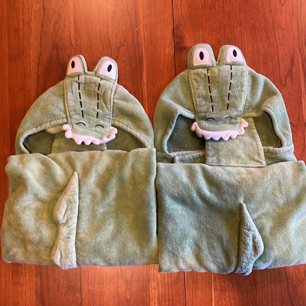 Pottery Barn TWO baby toddler hooded wrap towels